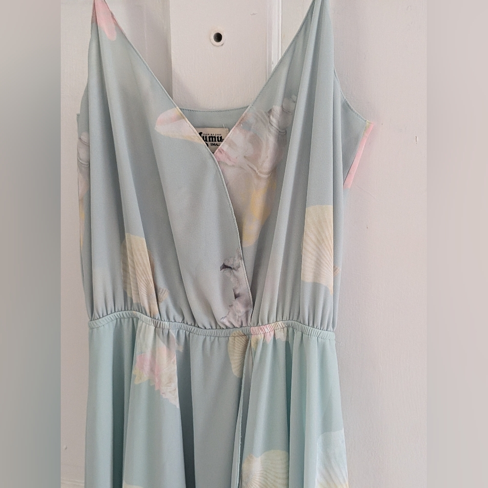 Show Me Your Mumu Seashell High Low Maxi Dress Blue Coastal Small Wrap Style - Picture 4 of 6